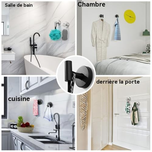 Crochets ventouse robustes et réutilisables, design épuré pour salle de bain
