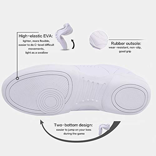 Mfreely Cheer Shoes For Women White Cheerleading Athletic Dance Shoes Flats Tennis Walking Sneakers For Girls White 6 B (M) Us #TOP6