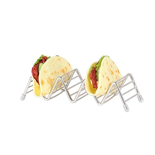 Lezed Soporte para Taco de Acero Inoxidable Taco Shell Soportes para Tacos Mexicanos/Burritos/Sandwiches y Más Holder para Taco con Capacidad para 3 o 4 Tacos Duros o Blandos, 1 Pack