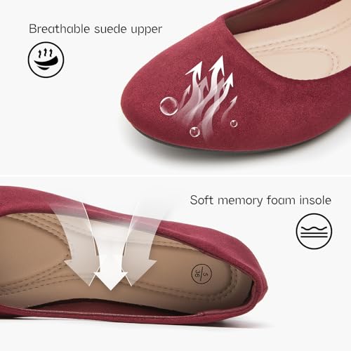 Image of Shupua Flats for Women Round Toe Black Ballet Flats Dressy Work Shoes