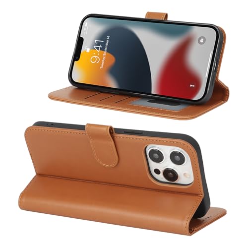 Image of for iPhone 13 Pro Case Wallet with Card Holder,for iPhone 13 Pro Wallet Case for Women Men,PU Leather Shockproof Magnetic Buckle Stand Flip Phone Case-Brown