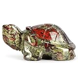 LEADGEM Crystal Turtle Figurines 2' Dragon Blood Stone Healing Animal Statue Pocket Gemstone Sculpture Decor Hand Carved Tortoise for Home