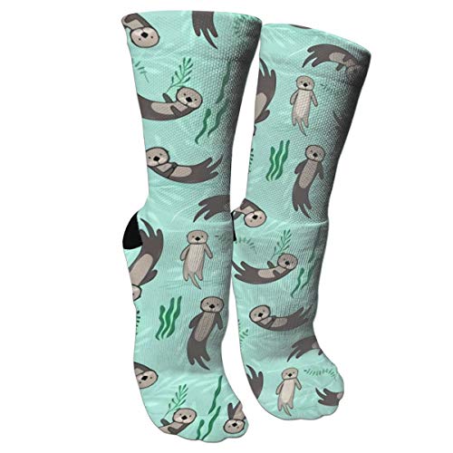 ULQUIEOR Women s Otters Cotton Moisture Wicking Extra Heavy Cushion Novelty Athletic Crew Socks