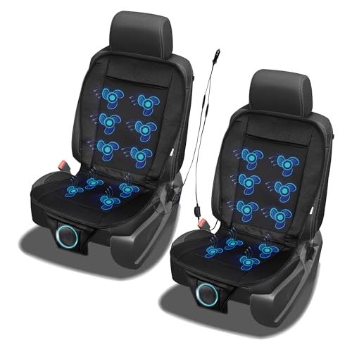 Cooling Car Seat Cover 12V Car Seat Cooling Pad Adjustable Temperature Breathable Sweat Protector Cooling Seat Cushion Cooling Car Seat Covers for Summer 2-Pack Integrated Cigarette Lighter