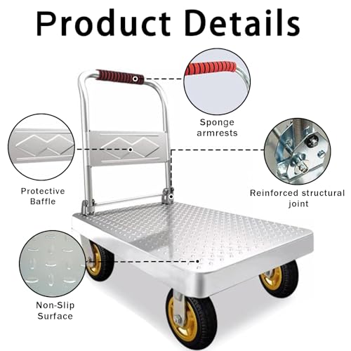 Carretilla plegable metálica con ruedas giratorias de 360° 73x48cm miniatura 7