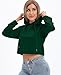 milanpavilion Women's Drawstring Cropped Hoodie Casual Plain Fashion Hoodies Workout Crop Tops Sweatshirt Long Sleeve Top Green