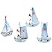 Produktbild VOSAREA 4 Stücke Segelboot Modell Holz Segelschiff mit Muschel Maritime Deko Holzboot Mediterraner Stil Boot Schiff für Wohnzimmer Tischdeko Schaufenster Büro Schreibtisch Deko