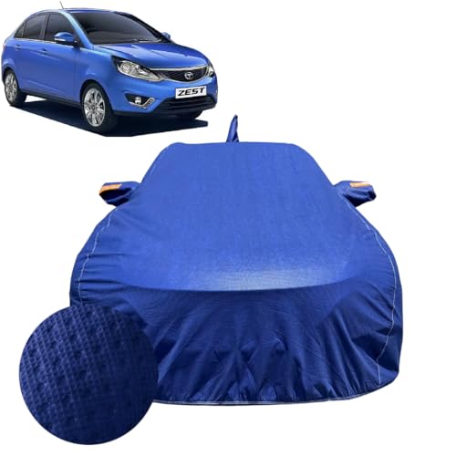Image of Car Cover for Tata Zest (2014-2019) | 100% Waterproof Cover with Antenna & Reflective Mirror Pockets | Dustproof, Scratchproof, Heatproof Zest Car Cover |Soft Cotton Lining| Blue
