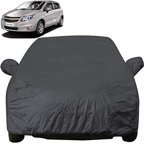 Image of Autofact Car Body Cover with Mirror Pockets Compatible for Chevrolet Sail UVA (Triple Stitched, Bottom Fully Elastic, Checks Design)