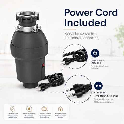 SierraSquad Garbage Disposal – 3/4 HP Continuous Feed Food Waste Disposer, Gray, Includes Air Switch & Accessories, Easy Install, Kitchen Trash Compactor by SierraSquad - Used condition - Image 8