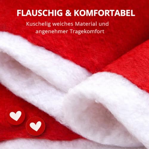 2er Weihnachtsmütze rot - unisex Größe - Nikolausmütze rot- für Weihnachten & Weihnachtsfeier & Weihnachtsmarkt - Erwachsene & Kinde