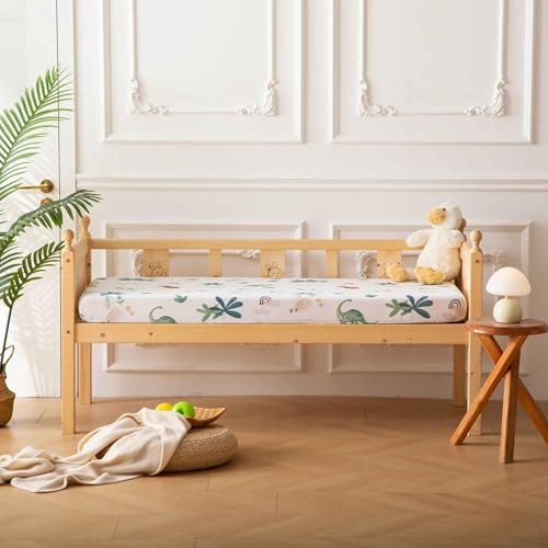 Image of SDY Jersey Dinosaur Crib Sheets for Baby Boys and Girls,52 inchx28 inchx8, 2 Pack, Cute Kawaii Standard Oval /Retangle Fitted Crib Sheets for Toddler,Super Soft Breathable