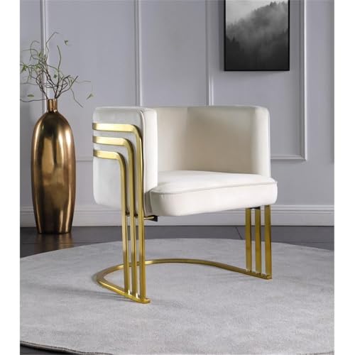 Sillón velvet crema con estructura de hierro miniatura 2