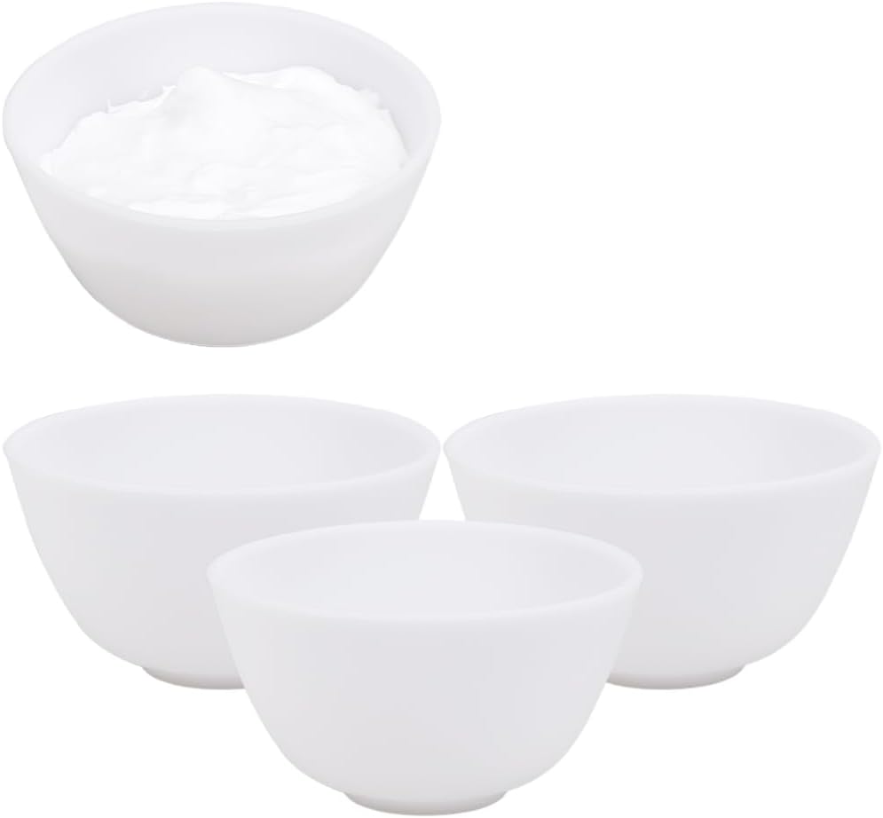 GORGECRAFT 4 Cuenco de Barro Facial Pequeño Reutilizable Flexible de Silicona para Mascarillas Faciales Productos para el Cuidado de la Piel Cuencos para Mezclar Kit de Herramientas de Belleza Blanco