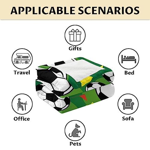 Mercuryelf Soccer Blanket Gifts, 30"x40" Funny Football Throw Blankets for Boys Kids, Cozy Lightweight Fleece Plush for Sofa Bed Room Decor