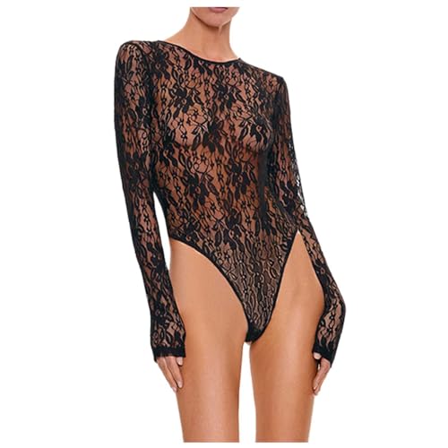 Jumpsuits for Women Lace One Piece Outfits Long Sleeve Crewneck