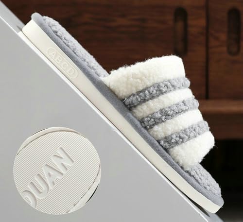 Caistre 2025 Women's Fuzzy Open Toe Slippers Shoes Memory Foam House Shoes Soft Plush Slippers Anti-Skid Sole House Sandals Slides3