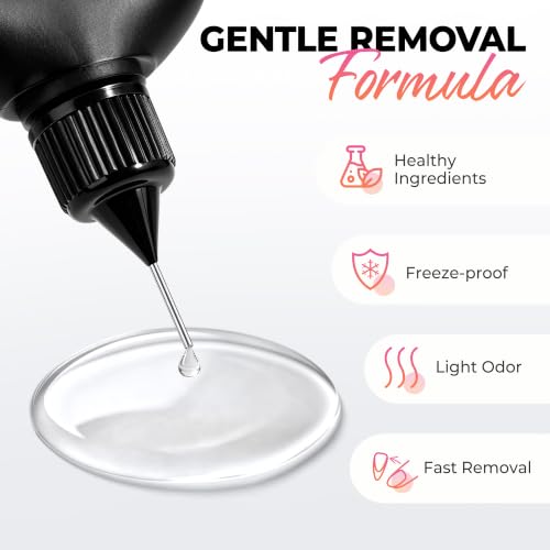 Image of UNA GELLA 30ML*2PCS Nail Glue Remover for Press On Nails Pinpoint Tip | Acetone-Free Quick&Gentle Soak-Off Semi Solid Gel Nail Glue (Lamp-Free) for Home DIY Nail Art & Salon Use, Not for U /V Gel