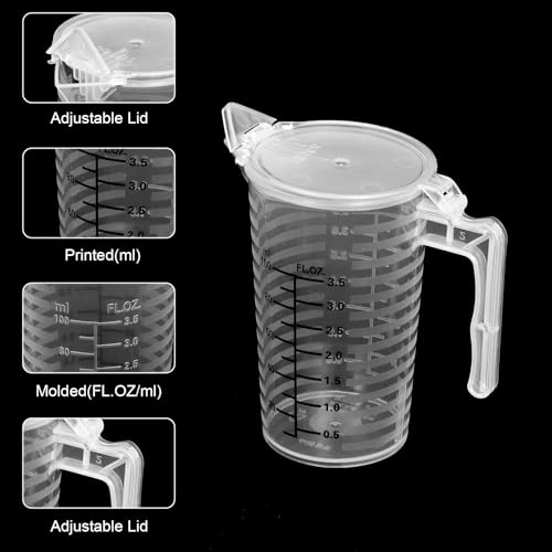 2 Pzas Vaso Medidor Doble Escala 100 ml con Tapa miniatura 3