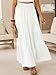 ANRABESS Womens Maxi Skirts, Elastic High Waist A-Line Tiered, Long Flowy Boho Skirts, Summer Casual Beach & Vacation Wear White S