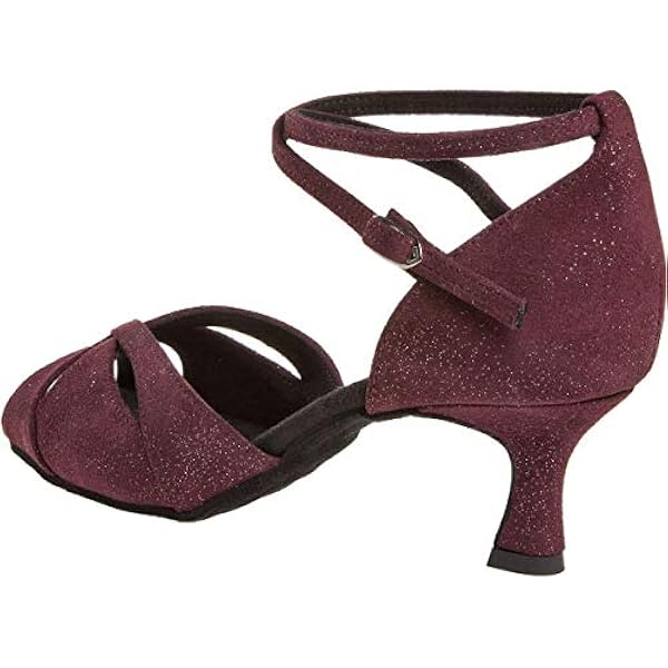 Diamant Donne Scarpe da Ballo 141-077-567 - Scamosciato Bordeaux Glitter - 5 cm Flare - Special Edition - Made in Germany