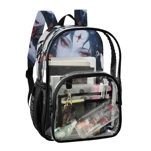 Halloween Black-haired Female Clear Kids Backpacks For School Clear Book Bag For Girls Boys See Through Transparent Heavy Duty Back Pack2
