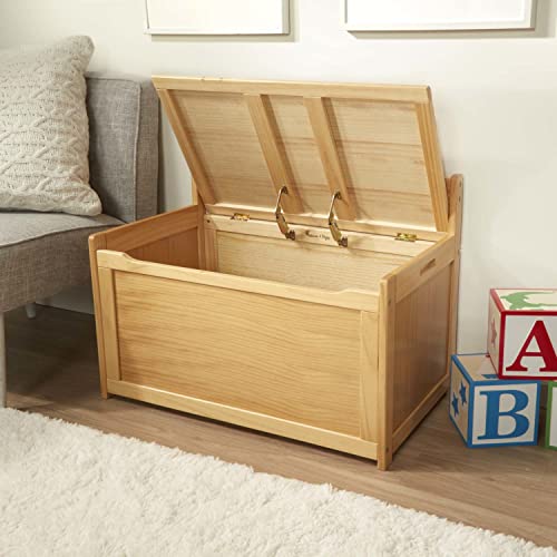 image for Melissa & Doug Toy Chest, Wooden Toy Storage Box with Safety-Hinged Li