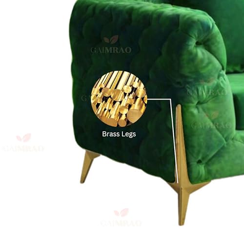 Image of 4 Seater Sofa Set Modern Classic Chesterfield Style Sofa Set with Pillows for Living Room, Bedroom and Office and Hallway Colour(3+1+OTTO Green FC)