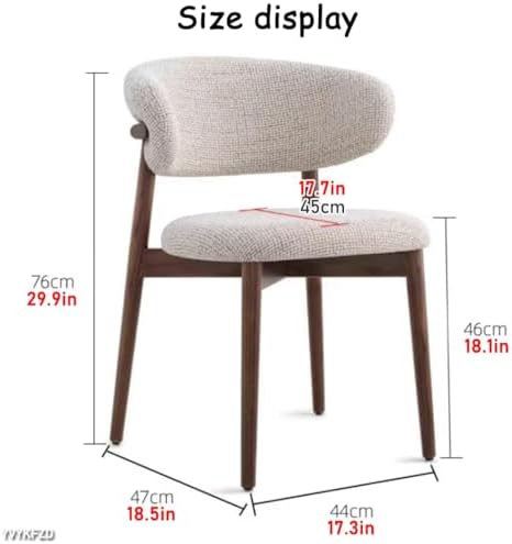 Set of 2 Upholstered Dining Chairs, Solid Wood Kitchen Chairs with Curved Backrest, Armless Living Room & Office Seating, Khaki & Black, Perfect for Restaurants & Bedrooms