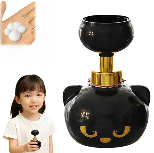 Cute Cat Paw Foam Soap DispenserBlack Kitty Foaming Pump Bottle Creates Paw-Shaped Foam Refillable Empty Foam Liquid Container for Bathroom Kitchen(1pc)