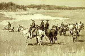 Burgess Finding a Ford peinture à l'huile de Remington pour les passionnés d'art américain