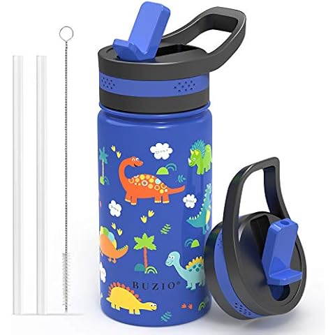 BUZIO Botella de Agua Aislada para Niños con Tapas de Pajita Cover