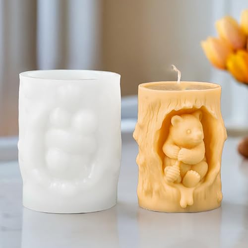 Tree Bear Candle Mold - Animal & Bear Resin Casting Molds, Silicone Clay Jewelry Molds, Candle Making Craft Supplies