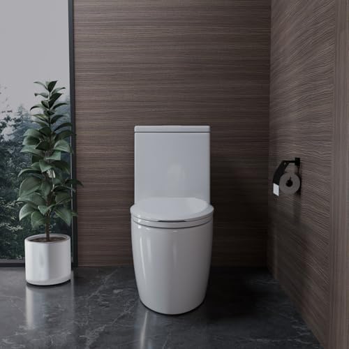 GDHeHKJi Elongated Toilet Seat with Soft Close Hinge, White PP Material Toilet Seat Cover, 17.72 x 14.37 Inch, Quiet & Non-Slip with 4 Bumpers, Easy to Install and Clean for Standard Bathrooms