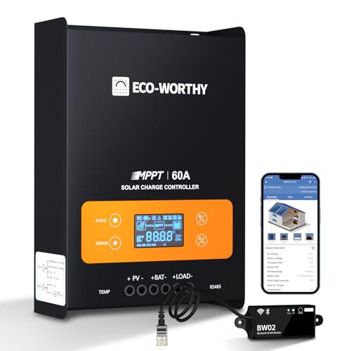 ECO-WORTHY 60A MPPT Solar Charge Controller with Bluetooth&WiFi, Max PV Input 150V,12/24/36/48V...