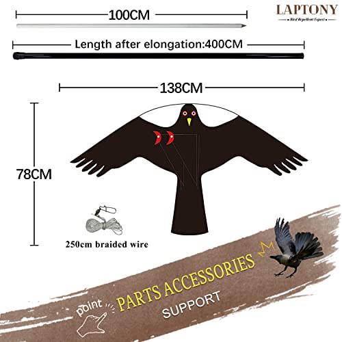 Laptony Bird Scarer Flying Kite Crops Farm Protector Bird Hawk Flying Kite with 4m Telescopic Pole