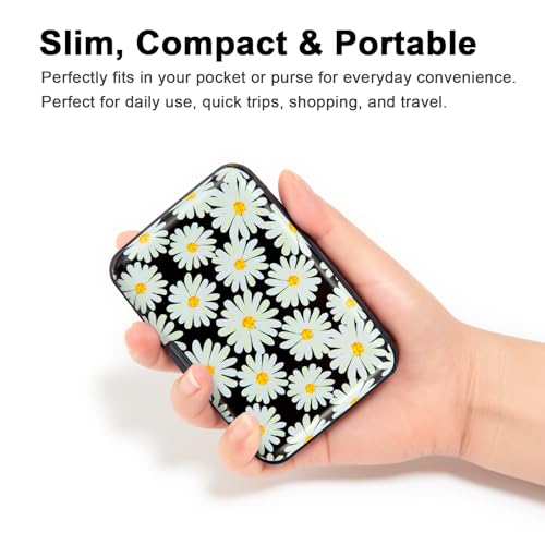 Image of Credit Card Holder, Metal Card Wallet RFID Blocking Mini Slim Aluminum Business Hard Card Case for Women Men (Daisy)