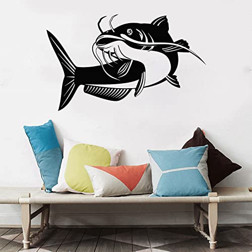 WEIMEIJIE Catfish wall sticker fishing club window murale branzino vinile decalcomania da parete hobby di pesca 57x93 cm