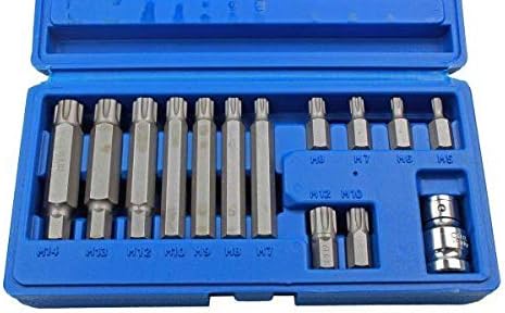 US PRO Tools 14pc 1/2" DR Ribe Socket Bit Set M5 - M14 with Adapter 2238, Variety Pack