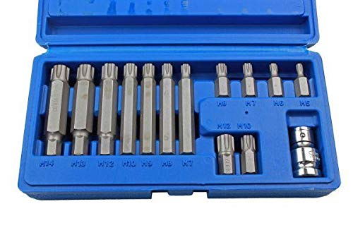 Us Pro Tools 14Pc 1/2" Dr Ribe Socket Bit Set M5M14 With Adapter 2238 from B&Q