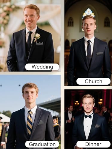 Image of Mantieqingway Cotton Handkerchiefs for Men Solid Color Pocket Square for Suit Formal Wedding Church