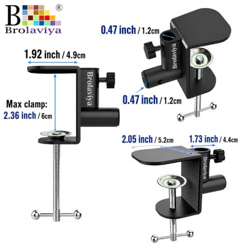 Image of BROLAVIYA Large Desk Base Clamp Mount for Microphone Boom Scissor Arm, Table C Clip for Articulating arm Stand, or Mic Stand Fits Up to 2.36 inch 6cm Thickness