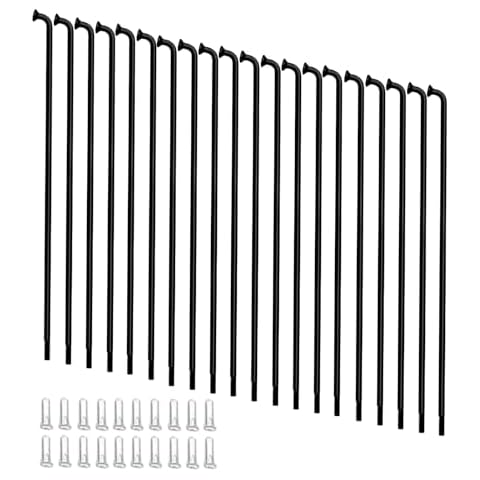 goucrro Bike Spokes Electric Bicycle E-Bike Tricycle Wheel 12G 2.5mm Steel 131mm-298mm with Copper Cap 20pcs(Black, 12G-212mm) Cover