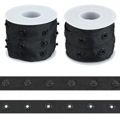 Ruban à bouton-pression noir polyester 1.8 cm mercerie pour accessoires vêtements