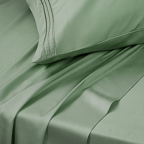 Image of SONORO KATE Bed Sheet Set Super Soft Microfiber 1800 Series Luxury Egyptian Sheets 16-Inch Deep Pocket,Wrinkle and Hypoallergenic-4 Piece (Sage, Queen)