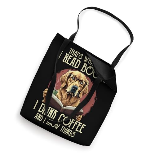 Bolso tipo tote con diseño de golden retriever, libros y café: 'I read books and I know things' miniatura 2
