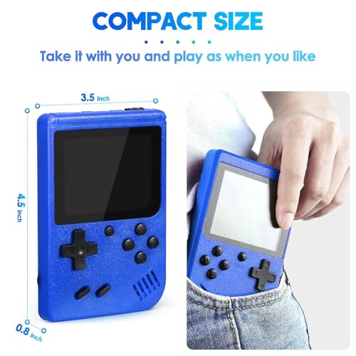 Handheld Game Console Portable Game System with Built in 400 Classic Games, Video Game Console with 3.0\" HD Screen Support for Connecting TV and 2 Players, Ideal Gifts for Kids & Adults (Blue)