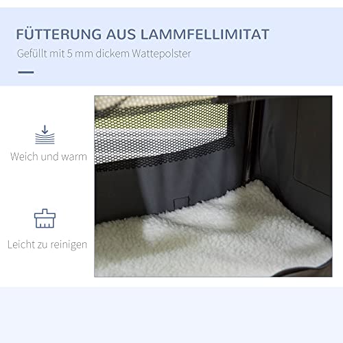 PawHut Hundebox faltbar Hundetransportbox 50,5 x 33,5 x 35 cm Transportbox mit Handgriff, Tasche Transporttasche Hundetasche für kleine Hunde Grau
