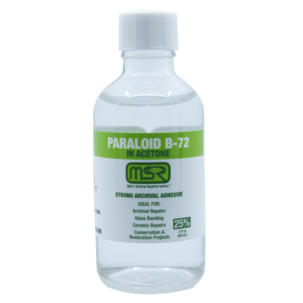 Paraloid B-72 Archival Adhesive & Consolidant in Acetone – Mint State Restoration (MSR) – Available in 5%, 10%, 25% (25% High Strength, 2 oz)