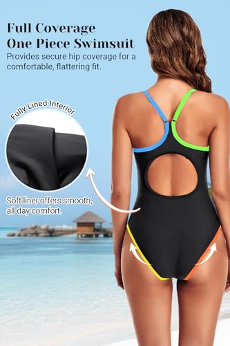 Image of Tempt Me Athletic One Piece Swimsuits for Women | Training, Sport, Racerback, Keyhole, Adjustable straps, Full coverage